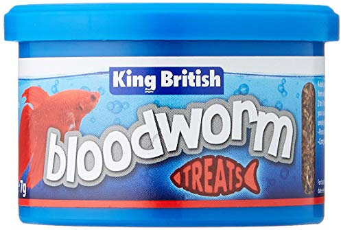 King British | Bloodworm Treats | For All Coldwater, Tropical, & Marine Fish, Turtles, & Terrapins | High Protein & Iron | Provides Excellent Colour & Condition | Complementary Treats | 7g