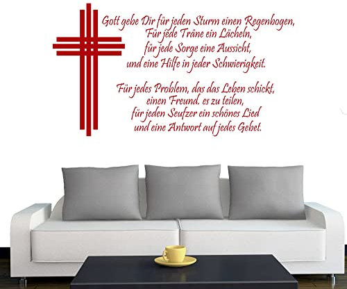 Klebesüchtig A273 Wandtattoo Gebet mit Kreuz 200cm x 108cm rot Dekoration - Bad - Wohnzimmer - Aufkleber - Wandsticker