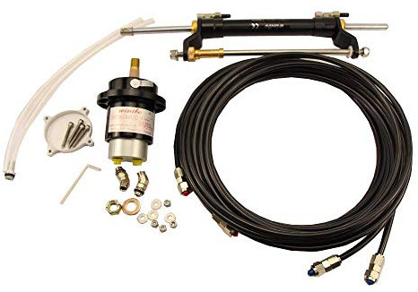 Woqi Marine Außenborder Hydrauliklenksystem für Boote mit Helmpumpe, Hydraulikzylinder und Schlauch ZA0301