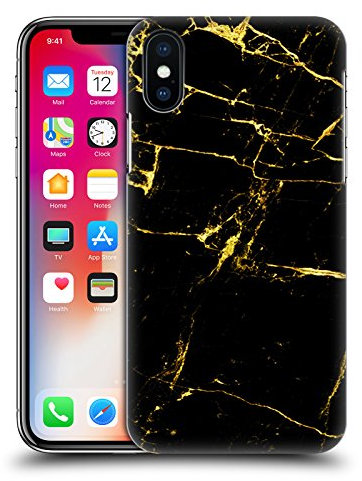 Head Case Designs Officially Licensed Haroulita Black And Gold Marble Hard Back Case Compatible With Apple iPhone X/iPhone XS
