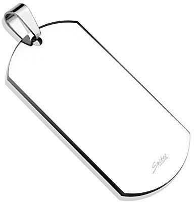 Bungsa silberne Erkennungsmarke Gravierbares Dog Tag SILBER ID Platte Edelstahl Männer (Militär Gravur Armee Hundemarke Ketten-Anhänger Pendant Chirurgenstahl Damen Herren)
