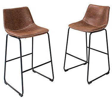 DuNord Design Barhocker Barstuhl braun Vintage 2er Set Hocker Sitzhocker Barmöbel Eisengestell