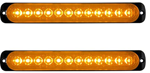 Sidaqi 2 x LED Feux Stroboscopique 12smd 12-24v LED D'urgence Danger Lumière led Stroboscope pour construction camion voiture véhicule 12W-Ambre