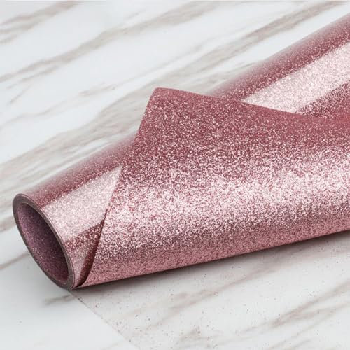 TransWonder Glitter Rose Gold HTV Gliter Heat Transfer Vinyl 12in.x5ft Glitter HTV Vinyl Iron on Vinyl for Cricut (Rose Gold)