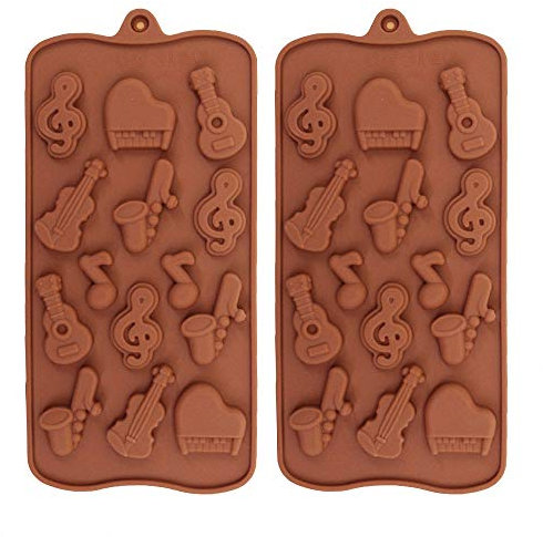 HiParty Silikon-Form für Schokolade, Musikinstrumente, Süßigkeiten, Mini-Seife, Buntstifte, Eiswürfel, BPA-frei, Braun