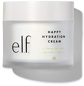 e.l.f. Happy Hydration Cream, beruhigend & pflegend, angereichert mit Hanf gewonnenem Cannabis Sativa Samenöl, 50 g