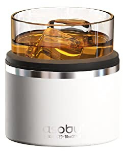 asobu Insulated Whiskey Glass and Stainless Steel Sleeve (White)