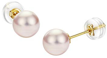 Runde japanische Akoya-Perlenohrringe für Damen, 18 Karat Gold-Ohrstecker mit echten Zuchtperlen, Pearl Earrings 4,5 mm – 8,5 mm