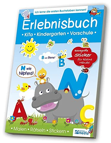 Erlebnisbuch - Buchstaben: Ich lerne erste Buchstaben kennnen!. Malen, Rätseln, Stickern. Extragoße Sticker für kleine Hände!