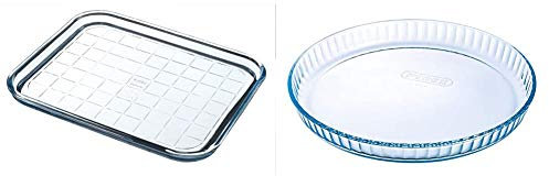Pyrex - Bake & Enjoy - Plaque de Cuisson en Verre 32x26 cm & 1040909 Bake & Enjoy Moule à Tarte en verre Ø 31 cm