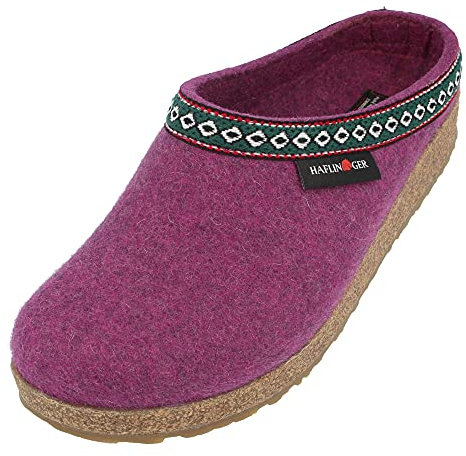 HAFLINGER Grizzly Franzl Filzpantoffel Hausschuh Filzclog Maulbeere, Gr. 43