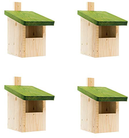 4X-Nistkasten,Meisenkasten Nisthohle aus Holz-NISTKASTENSET Natur,wetterfest