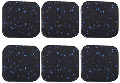EMSea 6 Stück Laufbandmatten mit Hoher Dichte und Verdicktem Schwarzen Blauen Punkt Anti Vibrations Schalldämmung Bodenübungsgeräte Pads