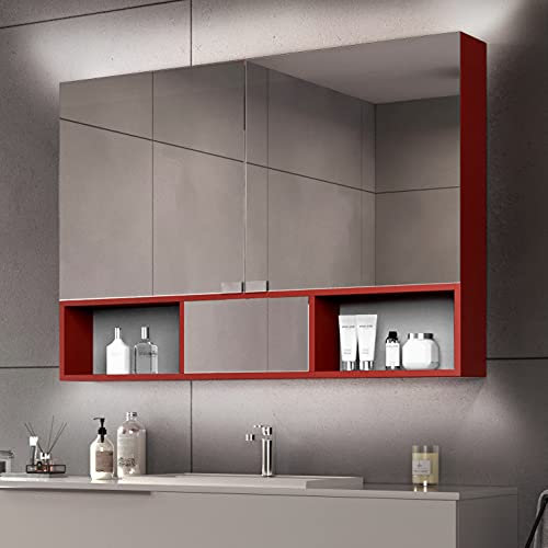 Artforma Spiegelschrank mit LED Beleuchtung und Beleuchtung Fächer (100 x 72 x 17,6 cm) | 17 Dekore zur Auswahl | 2-Türig | Anpassen Badschrank | Beleuchtet Badezimmerschrank| Wählen Sie Zubehör