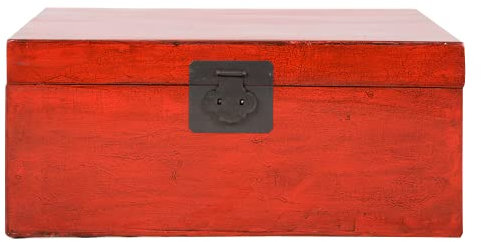 Fine Asianliving Antike Chinesische Truhe Rot Glänzend B92xT53xH41cm China Aufbewahrungstruhe Orientalische Möbel Holztruhe Dekotisch Deckel Couchtisch Tischtruhe Sitztruhe