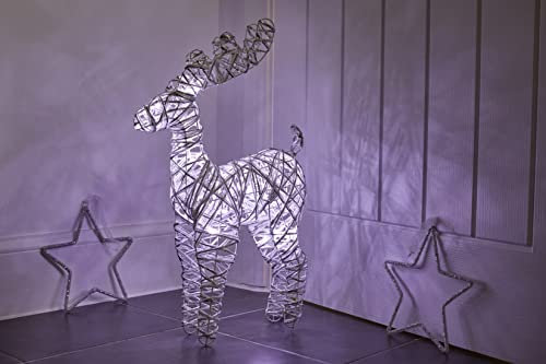 pille gartenwelt Rentier mit LED Beleuchtung und Timer-Funktion Weihnachtsdeko innen 53 cm hoch (silber)