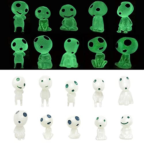 Belvanr Mini Gartendeko Prinzessin 10 Stück Mini Prinzessin Mononoke Baum Elfen Prinzessin Mononoke Leuchtende Baumelfen Waldgeister Micro Landschaft Ornament für Home Decor, Garten, Topfdeko