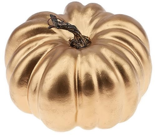 Woration 21 cm Groß Goldene Gefälschte Halloween Kürbis Künstlich Faux Herbst Kürbis Dekoration für Party Weihnachten Zuhause Heim Ernte Halloween Schaumstoff Obst Gemüse