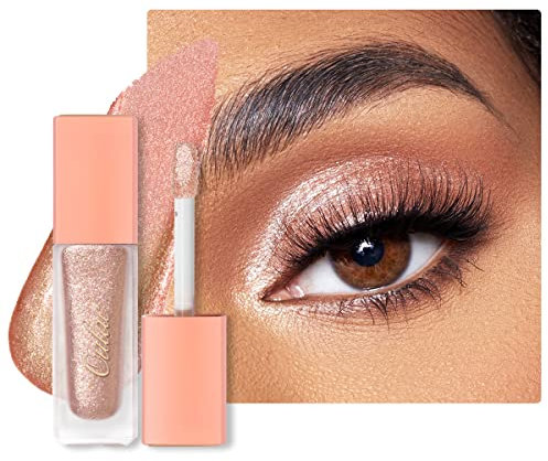 Oulac Liquid Glitter Eyeshadow – Shimmer Beige Pink Eyeshadow & Eyeliner | Sheer Warm Beige with Lime and Pink Sparkle, Blendable Eye Make-up, Crease Resistant, Vegan, 6.8g, Sugar Rush (04)