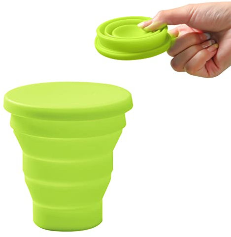 KARELLS Taza de Silicona Plegable al Aire Libre, Vasos de Agua Plegables de Silicona, Copa Plegable de Silicona para Senderismo Exterior Cámping Deportes (170ML, Verde)