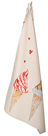 Clayre & Eef Geschirrtuch 50*70 cm Beige Rosa Baumwolle Rechteckig Eis Küchentuch