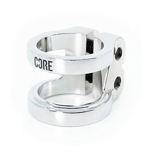 Core Venom Stunt Scooter Clamp Super Lightweight 2x Bolt Scooter Clamp for Kids Stunt Scooters, Kids, Teenagers and Adults, Oversized including Shim for HIC & IHC Kick Scooters - Chrome (2 Colours)