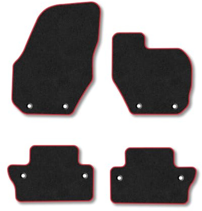 Volvo S60 (2010-2018) [Manual] Carpet Car Mats | Red Edge Trim Tailored Fit Floor Mats Full Coverage Protection Accessories Easy Clean Anti Slip Made in the UK