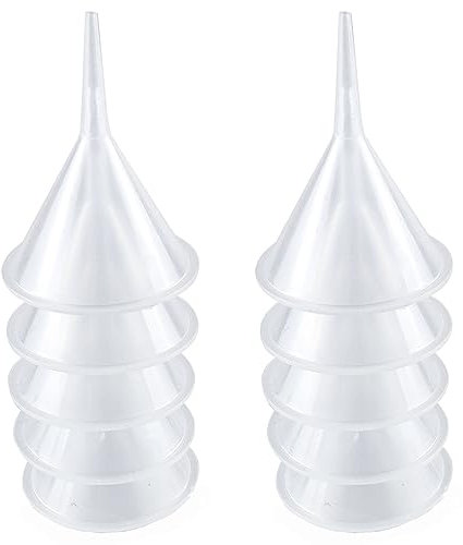 Mini Funnel 10 Pcs Kitchen Use Funnels Small Narrow Neck Funnel Plastic Funnel Urn Filling Tool for Lab Bottle,Sand Painting,Perfume,Spice,Powder,Essential Oil,Kitchen Food Grade Plastic,Water Bottle