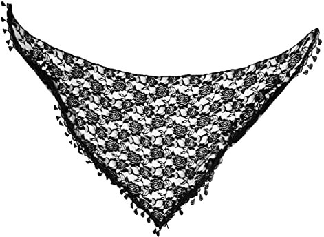 GALPADA Dreieckstuch Aus Spitze Mantilla Quastenschleier Schleier Kopfbedeckung Schals Mit Fransen Dreieckige Spitzenschals Mantille Katholischer Schleier Aushöhlen Fräulein Mantel