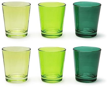 Excelsa Portofino Set 6 Bicchieri, Scala di Verde, 30 Cl., Vetro Soffiato