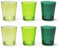 Excelsa Portofino - Juego de 6 vasos, escala de verde, 30 cl., vidrio soplado