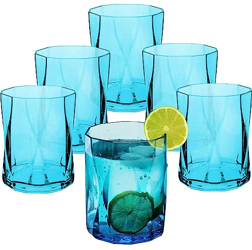6x Campingglas aus Acryl 300ml TÜRKIS Trinkglas Kunststoff Garten Becher