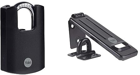 Yale Y121B/40/125/1 Brass Closed Shackle Padlock (40mm) - Black Outdoor Weatherproof Lock for Chain, Door, Gate, Toolbox - 3 Keys - HIGH Security & Y135B/120/BK Padlock, Black, 120mm,120 mm hasp