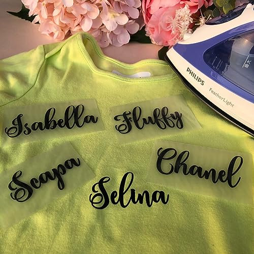 XEL Etiquetas personalizadas para planchar para ropa, etiquetas de nombre personalizadas, calcomanía de vinilo de transferencia en caliente, para ropa, bolsos, calcetines, sombreros, zapatos,