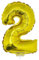 PARTY DISCOUNT NEU Mini-Folienballon am Papierstäbchen, Zahl 2, Gold, ca. 40cm