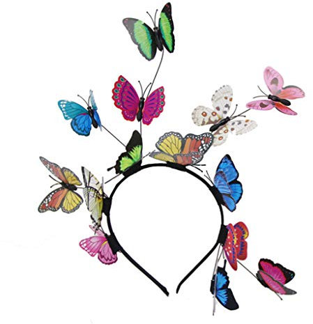 Haarreifen für Damen und Mädchen, Feen-Fascinator, bunt, Schmetterlinge, Foto-Party, Haarreifen