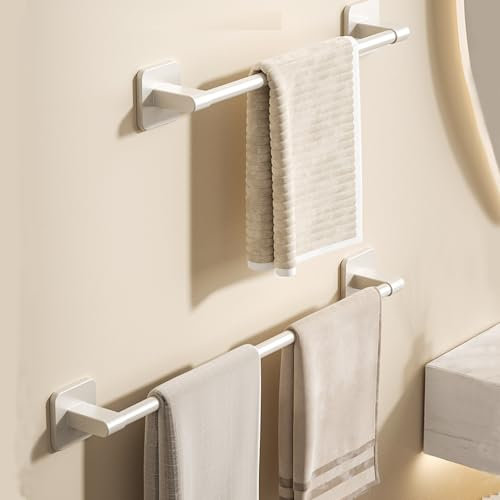 XINYASEE Portasciugamani in alluminio autoadesivo senza fori per cucine, lavabi, docce e bagni, capacità di carico di 30 kg (50cm, Bianco-A)