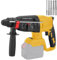 Professional Akku-Bohrhammer für Dewalt akku 20V, 2.5 Joule Schlagenergie, 1400RPM, 3 Modi: Bohren, Hammerbohren, Meißeln, bürstenloser Motor, Hammer Bohr mit 6-tlg. Bohrmeißel-Set (Ohne Akku)