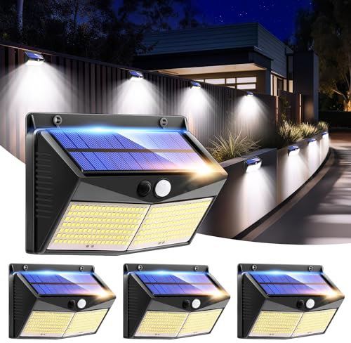 One Fire Solar Lights Outdoor Garden【248 LED/3 Modes/270°Wide Angle】 Solar Security Lights Outdoor Motion Sensor,2200mAh Solar Garden Lights,IP65 Solar Lights Waterproof for Garage