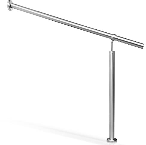 Fiqops Handlauf Edelstahl, Treppengeländer außen, Winkel Einstellba Eingangsgeländer 150CM, Handlauf für Treppen Innen und Aussen, Geländer Edelstahl außen, Wandhandlauf Für Treppen und Türen