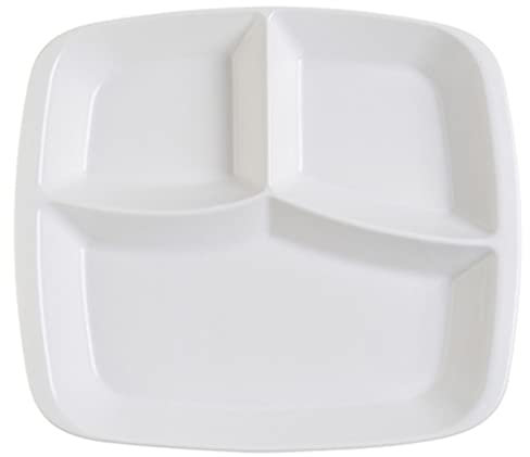 NOALED Ceramic Grid Plates, 1 Pcs Ceramic Divider Dinner Plate Elegant Round Shaped Ceramic Divided Plate Luncheon Plates Salad Plates Dishes for Home Kitchen-11 Inch (White)