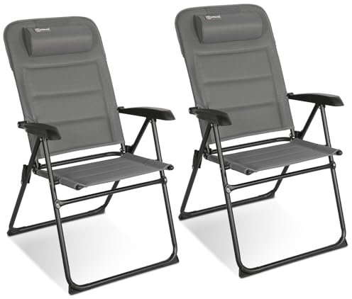 Homecall 2er Campingstuhl Faltbar Bis 150 KG Gartenstuhl Klappbar Hochlehner - Faltbar Balkonstuhl Gartensessel Outdoor Schnelltrocknen 5-Fach Verstellbare Rückenlehne mit Armlehne (Textilene)