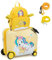 COSTWAY 2tlg Kinderkoffer + Rucksack, 12+18 Kindertrolley mit Rollen und wasserdichter Hartschale, Kindergepäck, Rollkoffer mit Rucksack für Jungen und Mädchen (Gelb Einhorn)