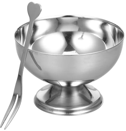 Mikinona 2 Pièces Coupelle à Dessert En Acier Inoxydable Contenants De Crème Glacée Bol Sur Pied Tasses De Portion Bagatelle Bols De Service à Glace Bol De Crème Glacée Bol à Collation Para