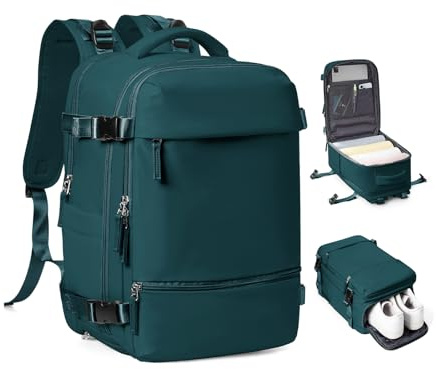 Borsa da Cabina per Ryanair 40x30x20, Bagaglio a Mano 40x20x25 Ryanair, Lavoro e Scuola Trekking Casual Daypack Impermeabile per 14 laptop,E3-blu pavone