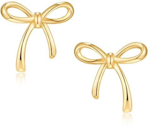 HESSAWELL Gold Bow Ohrringe für Frauen Gold Bow Stud Ohrringe für Frauen Schmetterling Minimalistische Moden Schmuck Geburtstag