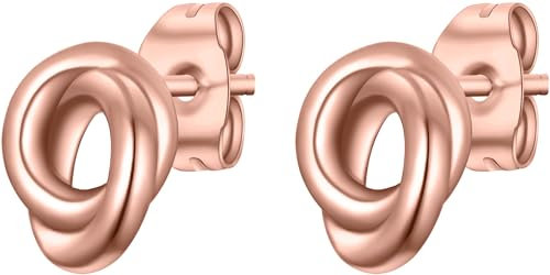day.berlin Knoten Ohrstecker in Rosegold 18k vergoldet, 8mm Durchmesser, Damen Ohrringe aus 316L Edelstahl, nickelfrei und wasserfest