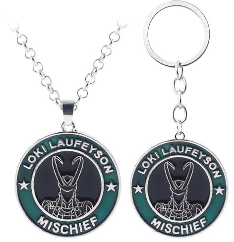 ESHINEDE Schlüsselanhänger Thor Loki Symbol Metall Anhänger Schlüsselanhänger 2 Stück, grün, One size