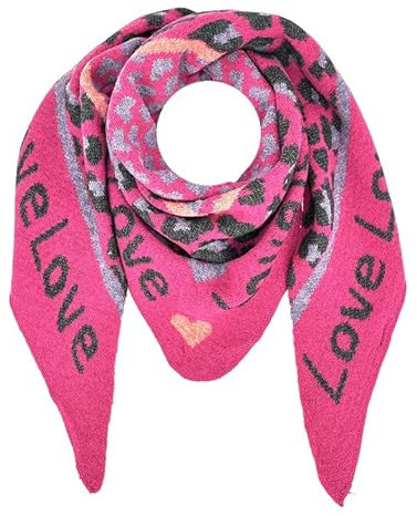 irisaa Schal Damen dreieck, weich Strickschal mit Herz LOVE Muster, dreieckstuch Winter Halstuch für Frauen Mädchen, Lang Kuschelig 180 * 50cm, Schal Farben 2020:Rosa