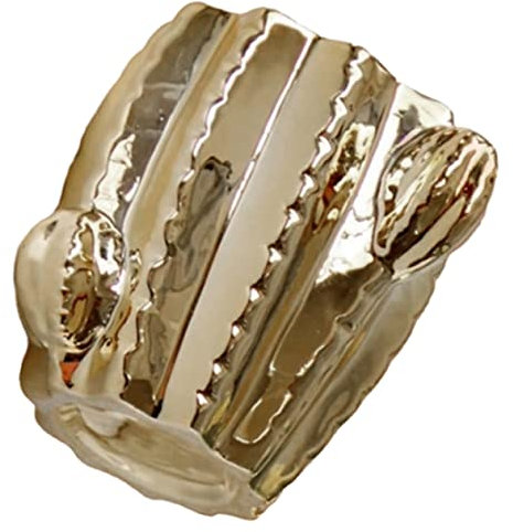 PRETYZOOM Kaktusvase bürodeko büro Dekoration für BFF zu Weihnachten wohnraumdeko Hand vase Kaktus-Stifthalter kleine Vase kunstpflanze Keramikvase getrockneter Blumentopf Golden